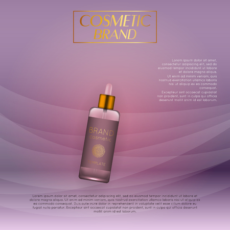 Vector 3D cosmetic illustration on a soft light waves background . Beauty realistic cosmetic product design templateのイラスト素材