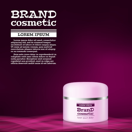 3D realistic cosmetic bottle ads template. Cosmetic brand advertising concept design with abstract glowing waves.のイラスト素材