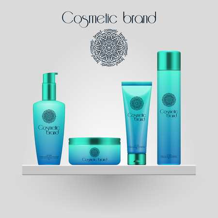 Set of realistic gradient color cosmetic bottle.のイラスト素材
