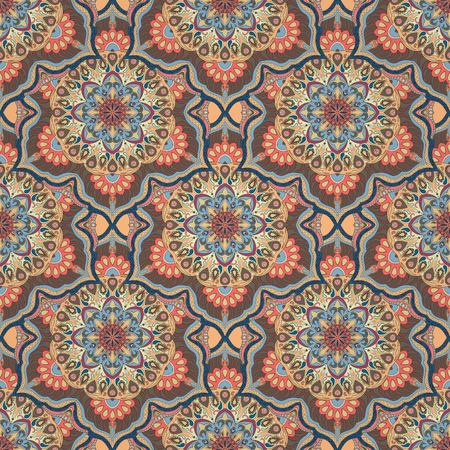 Ornate floral seamless texture, endless pattern with vintage mandala elements. Can be used for wallpaper, pattern fills, web page background, surface textures.Islam, Arabic, Indian, ottoman motifs.のイラスト素材