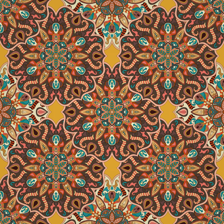 Ornate floral seamless texture, endless pattern with vintage mandala elements. Can be used for wallpaper, pattern fills, web page background, surface textures.のイラスト素材