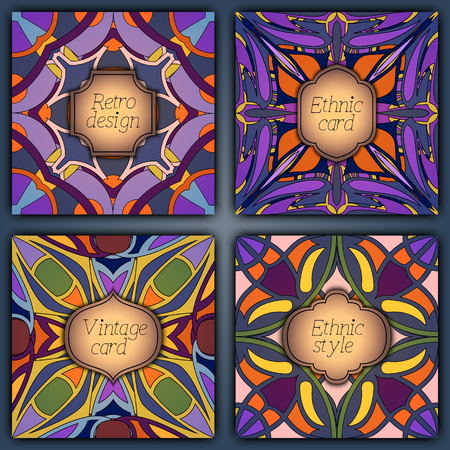 Set of cards in vintage style. Vector design templates. Vintage frames and backgroundsのイラスト素材