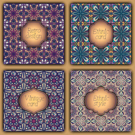 Set of cards in vintage style. Vector design templates. Vintage frames and backgroundsのイラスト素材