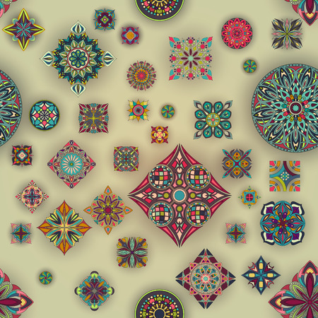 Seamless pattern with decorative mandalas. Vintage mandala elementsのイラスト素材