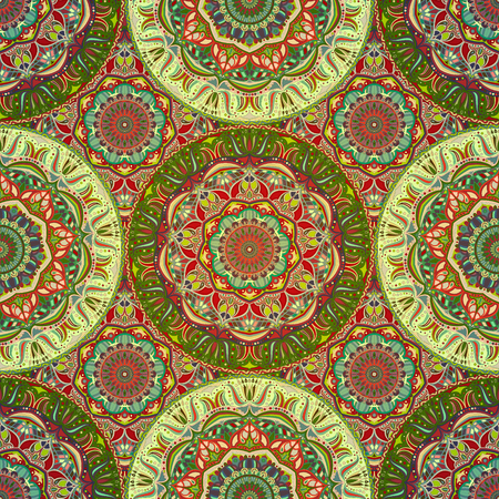 Seamless pattern mandala ornament. Vintage decorative elements. Hand drawn oriental backgroundのイラスト素材