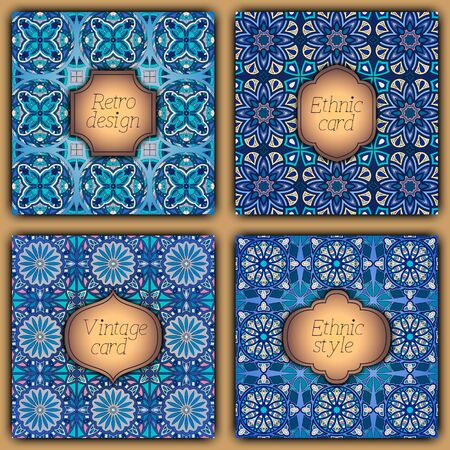Set of cards in vintage style. Vector design templates. Vintage frames and backgroundsのイラスト素材