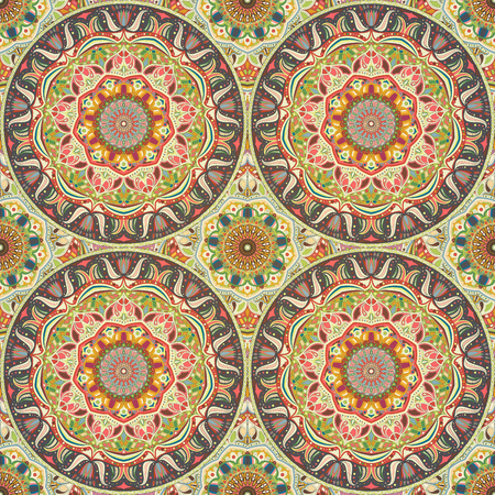 Seamless pattern mandala ornament. Vintage decorative elements. Hand drawn oriental backgroundのイラスト素材