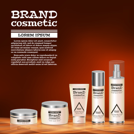 3D realistic cosmetic bottle ads template.のイラスト素材