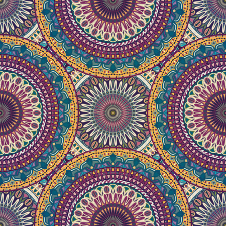 Seamless pattern mandala ornament. Vintage decorative elements. Hand drawn oriental backgroundのイラスト素材