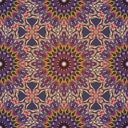 Seamless pattern mandala ornament. Vintage decorative elements. Hand drawn oriental background.のイラスト素材