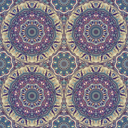 Seamless pattern mandala ornament. Vintage decorative elements. Hand drawn oriental backgroundのイラスト素材