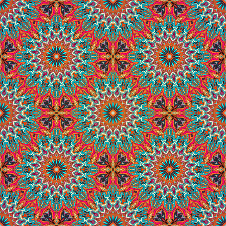 Seamless pattern mandala ornament. Vintage decorative elements. Hand drawn oriental backgroundのイラスト素材