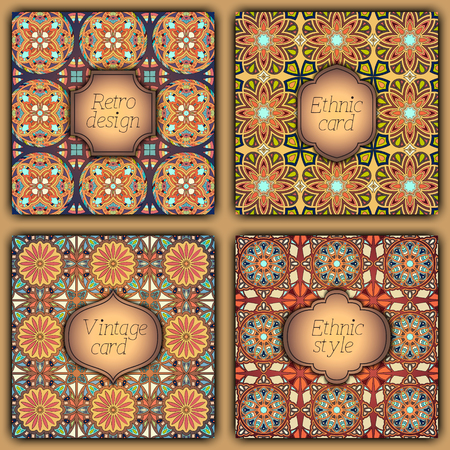 Set of cards in vintage style. Vector design templates. Vintage frames and backgroundsのイラスト素材