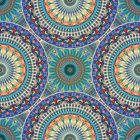 Seamless pattern mandala ornament. Vintage decorative elements. Hand drawn oriental backgroundのイラスト素材