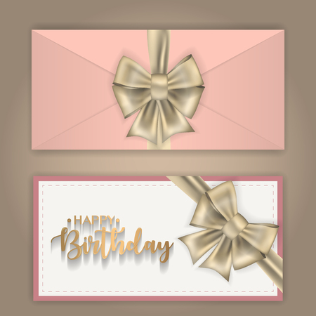 Birthday greeting envelope decorated with bow and ribbonのイラスト素材