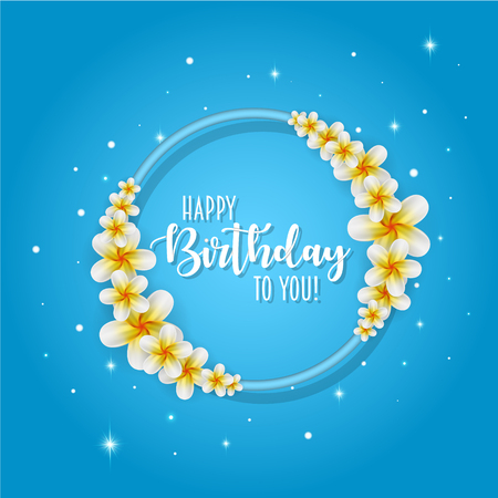 Birthday card with frame decorated with flowers and vintage retro backgroundのイラスト素材