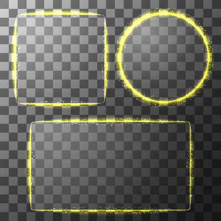 Set of shiny colored vector glass frames. Isolated on transparent backgroundのイラスト素材