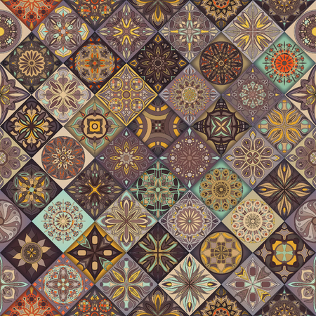 Seamless pattern with decorative mandalas. Vintage mandala elementsのイラスト素材