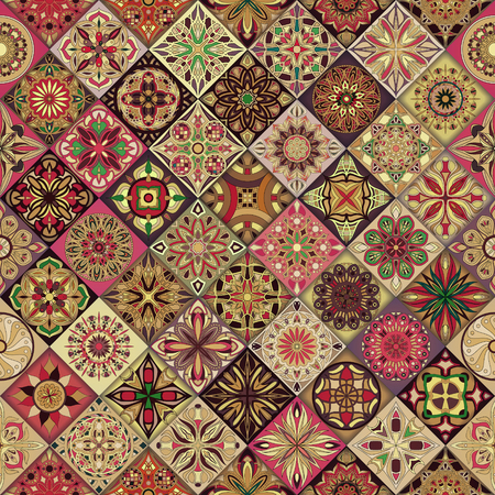 Seamless pattern with decorative mandalas. Vintage mandala elements.のイラスト素材