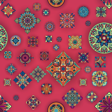 Decorative vintage mandala elements seamless pattern.のイラスト素材