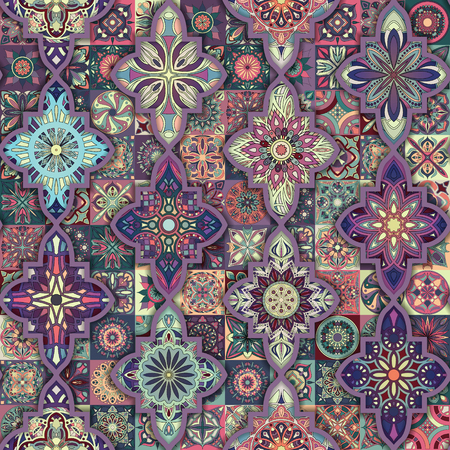 Decorative vintage mandala elements seamless pattern.のイラスト素材