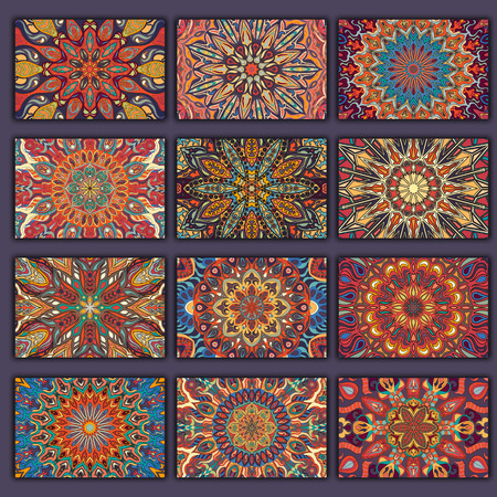 Collection retro cards shirts with ethnic backgrounds. Card of invitation with vintage design elementsのイラスト素材