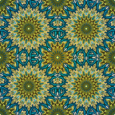 Seamless pattern mandala ornament. Vintage decorative elements. Hand drawn oriental backgroundのイラスト素材