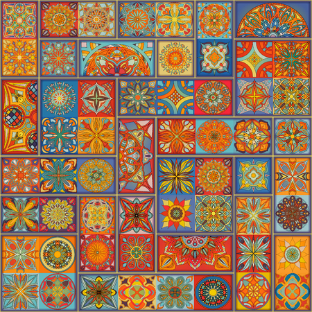 Seamless pattern with decorative mandalas. Vintage mandala elementsのイラスト素材