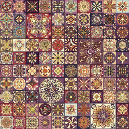 Seamless pattern with decorative mandalas. Vintage mandala elementsのイラスト素材