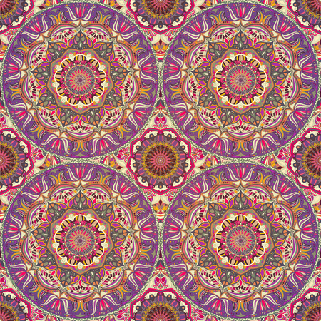 Seamless pattern mandala ornament. Vintage decorative elements. Hand drawn oriental backgroundのイラスト素材