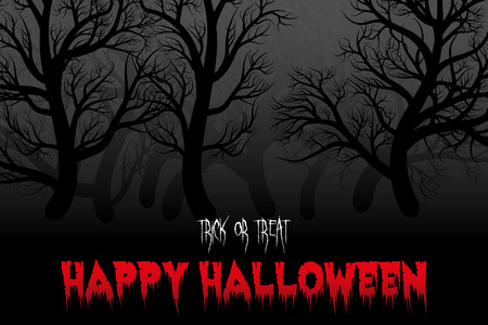 Happy Halloween night background with forest silhouette.のイラスト素材