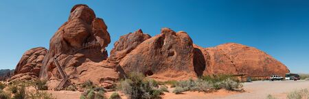 USA, VALLEY OF FIRE STATE PARK ? September 26: Panoramic view at bright rocks at Valley of Fire State Park on September 26, 2012のeditorial素材