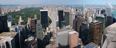 NEW YORK CITY, USA - SEPTEMBER 14: Central Park and skyscrapers as seen from Rockefeller Center observation deck, New York City on September 14, 2012. It is one of the most magnificent views of Manhattan.のeditorial素材