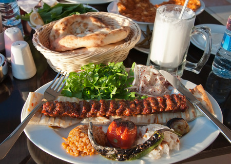 Traditional turkish dish, adana kebab,  in a rastaurantの写真素材