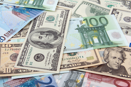 Money - dollars and eurosの写真素材