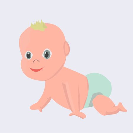 Cartoon cute baby character in vector. Happy and smiling little human child.のイラスト素材