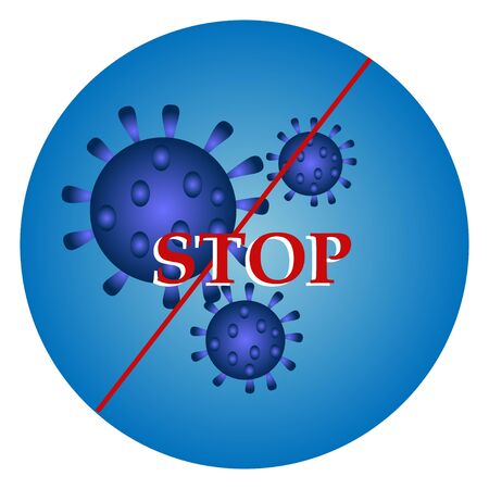 Coronavirus Icon with Red Prohibit Sign, 2019-nCoV Novel Coronavirus Bacteria. No Infection and Stop Coronavirus Concepts.のイラスト素材