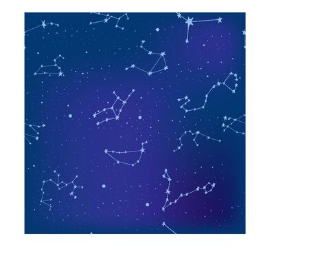 Seamless pattern with zodiac constellations in vector design. Endless night sky with hand drawn...
