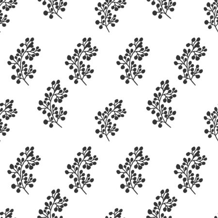 Simple minimalistic Doodle seamless pattern in vector design. Graphic hand drawn editable composition. Elegant black floral ornament on white background. Fashion and trendy Illustrationのイラスト素材