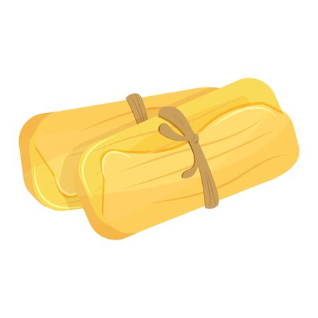 Traditional Mexican food tamale isolated on white background stock vector illustration. Bright colorful appetizers composition for design, menu.のイラスト素材