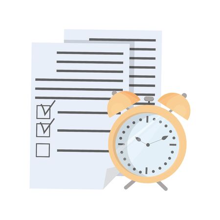Document, to do list and alarm isolated on white background stock vector illustration. Productivity, effective concept composition.のイラスト素材