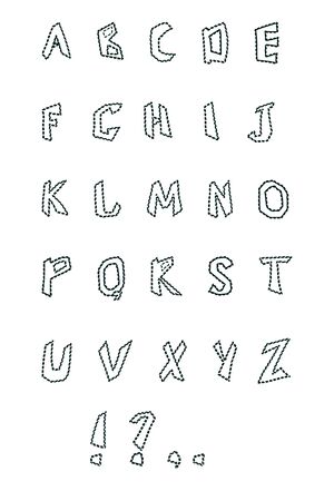 Hand drawn alphabet, abc, isolated on white background stock vector illustration. Design elements. Modern geometric script, font. Stylish collection of letters.のイラスト素材