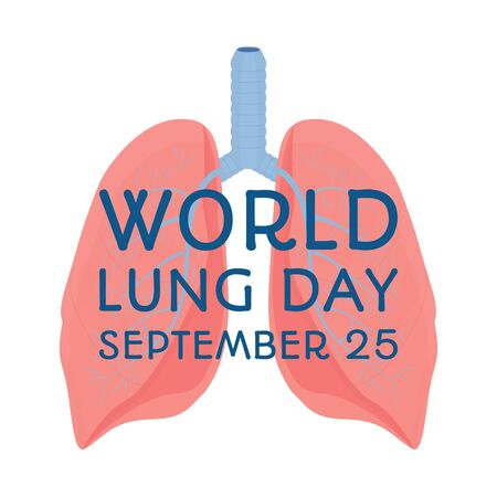 World lung day, international support, awareness. Card, greeting cards, poster or banner stock vector illustration. Lungs with planet Earth in blue colours. Vector illustrationのイラスト素材