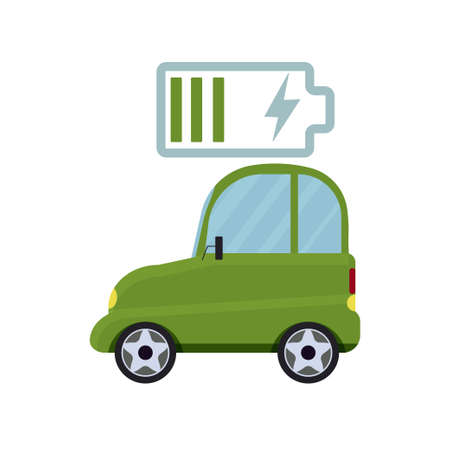 Electric car isolated on white background, ecology, save environment concept stock vector illustration. alternative vehicle.のイラスト素材