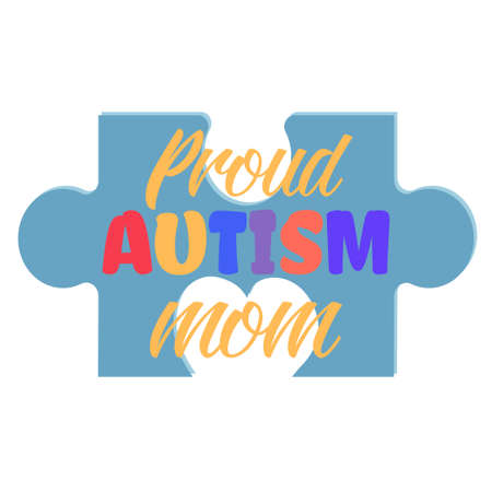 Autism symbol  or icon in puzzle shape, colorful isolated on white background. Autism awareness, tolerance concept. Vector illustrationのイラスト素材
