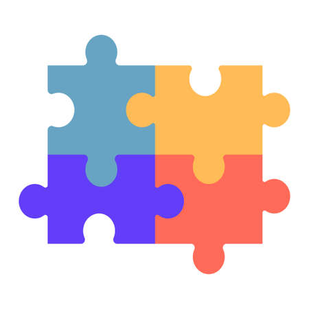 Autism symbol  or icon in puzzle shape, colorful isolated on white background. Autism awareness, tolerance concept. Vector illustrationのイラスト素材