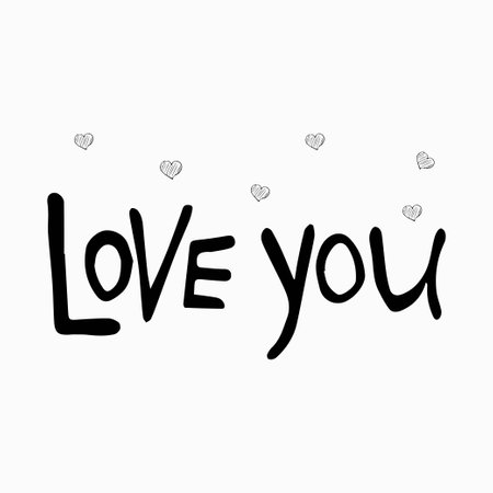 Text Love you hand drawn isolated on white background. Design element, greeting, bridal decor, poster or banner. . Vector illustrationのイラスト素材