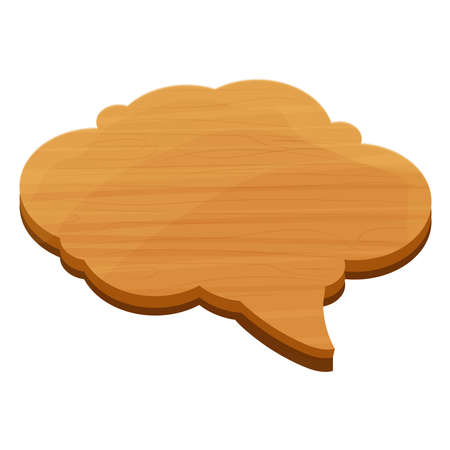 Wood banner, bubble in cartoon style with place for text for game design, ui development, banners, signboard isolated on white background. Textured and detailed comic design elementのイラスト素材