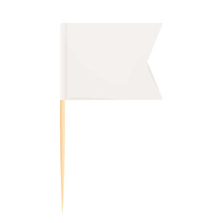 Toothpick flag wooden miniature in cartoon flat style isolated on white background, toothpick flag rectangle blank, icon. For mini stick pointer messages. Vector illustration. Vector illustrationのイラスト素材