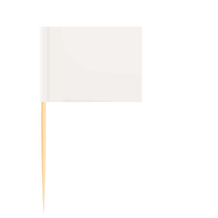 Toothpick flag wooden miniature in cartoon flat style isolated on white background, toothpick flag rectangle blank, icon. For mini stick pointer messages. Vector illustration. Vector illustrationのイラスト素材